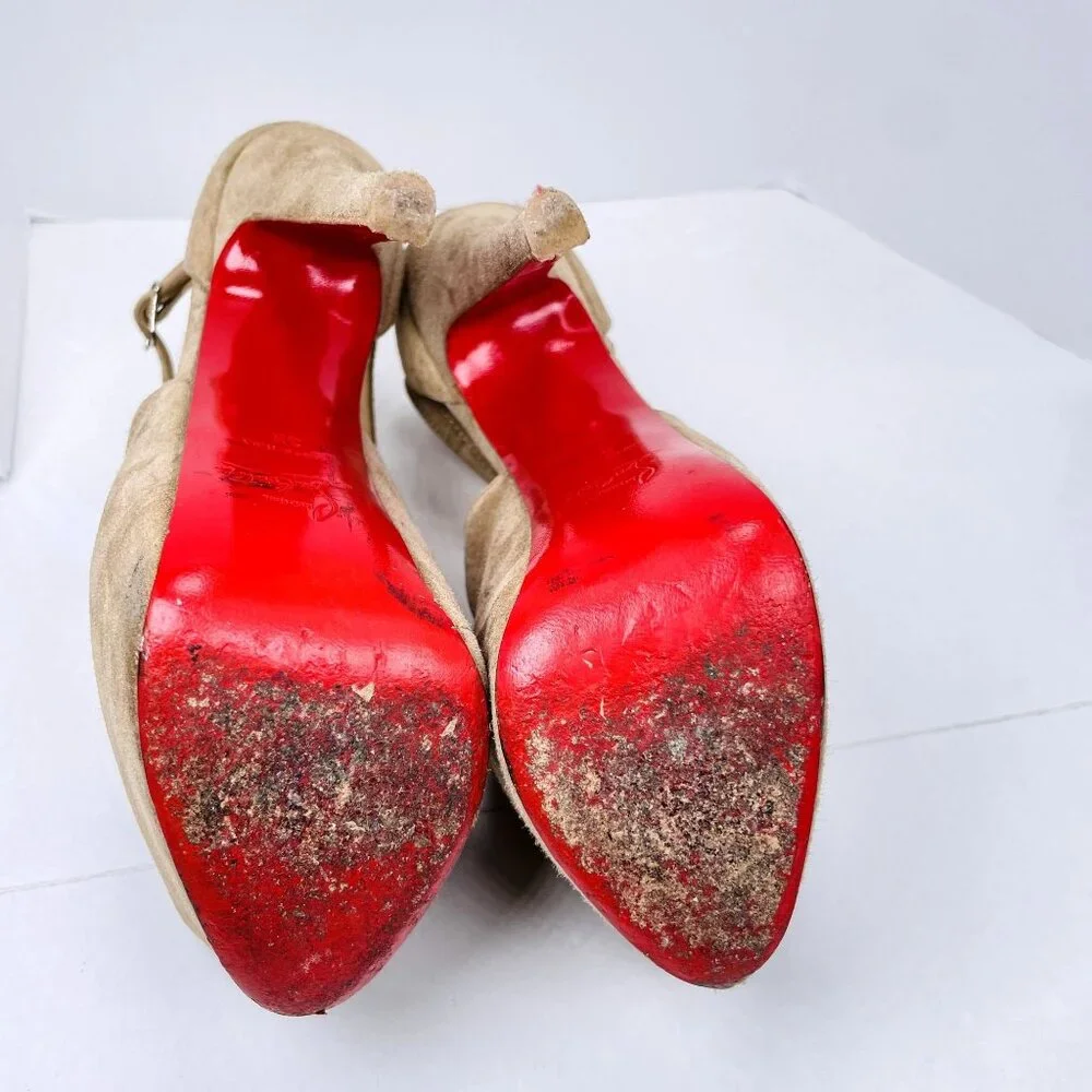 Christian Louboutin Suede Leather Carlotta Ultra High 160mm Platform Heels 35